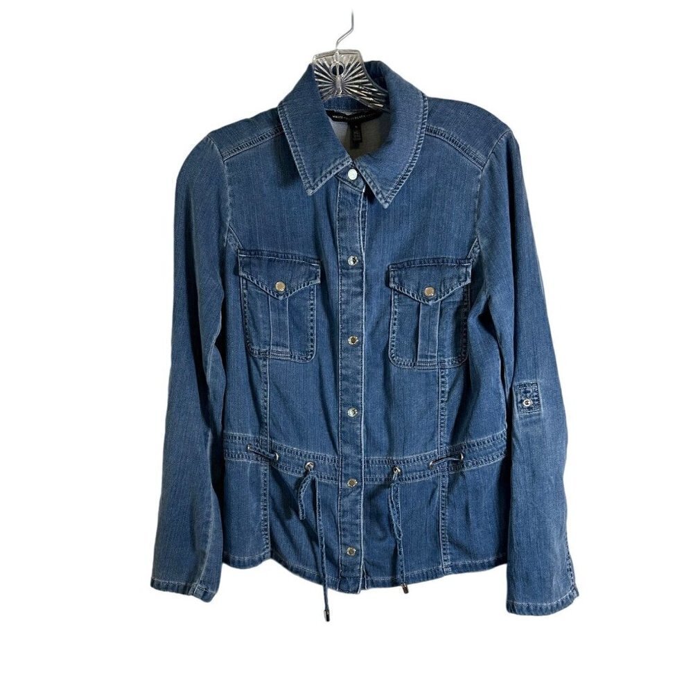WHITEHOUSEBLACKMARKET Women's Trucker Grommet Stretch Denim Jacket Size Small